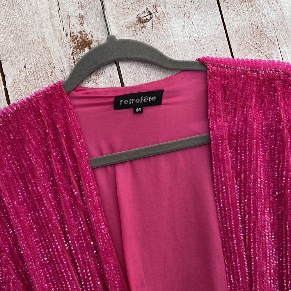 Retrofete Gabrielle Sequin hot pink dress . - Picture 6 of 10